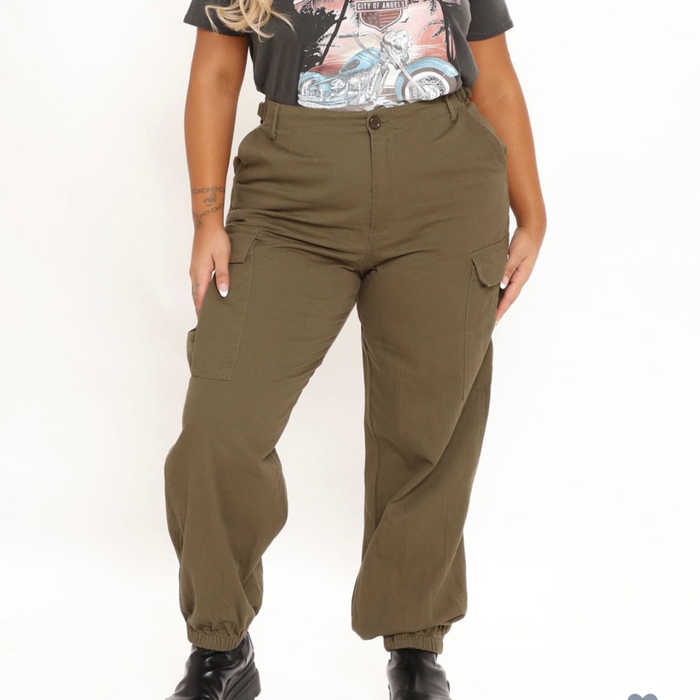Fashion Nova Cadet Kim Oversized Olive Pants 1X